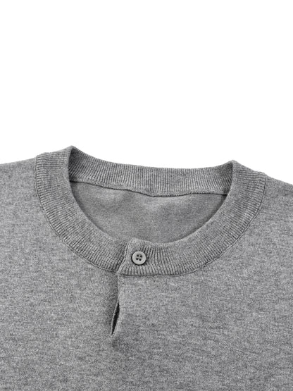 Cotton Knit Short Sleeve Henley T-Shirt
