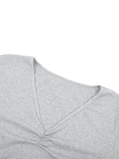 Women's Ruched Long Sleeve Crop T-Shirt