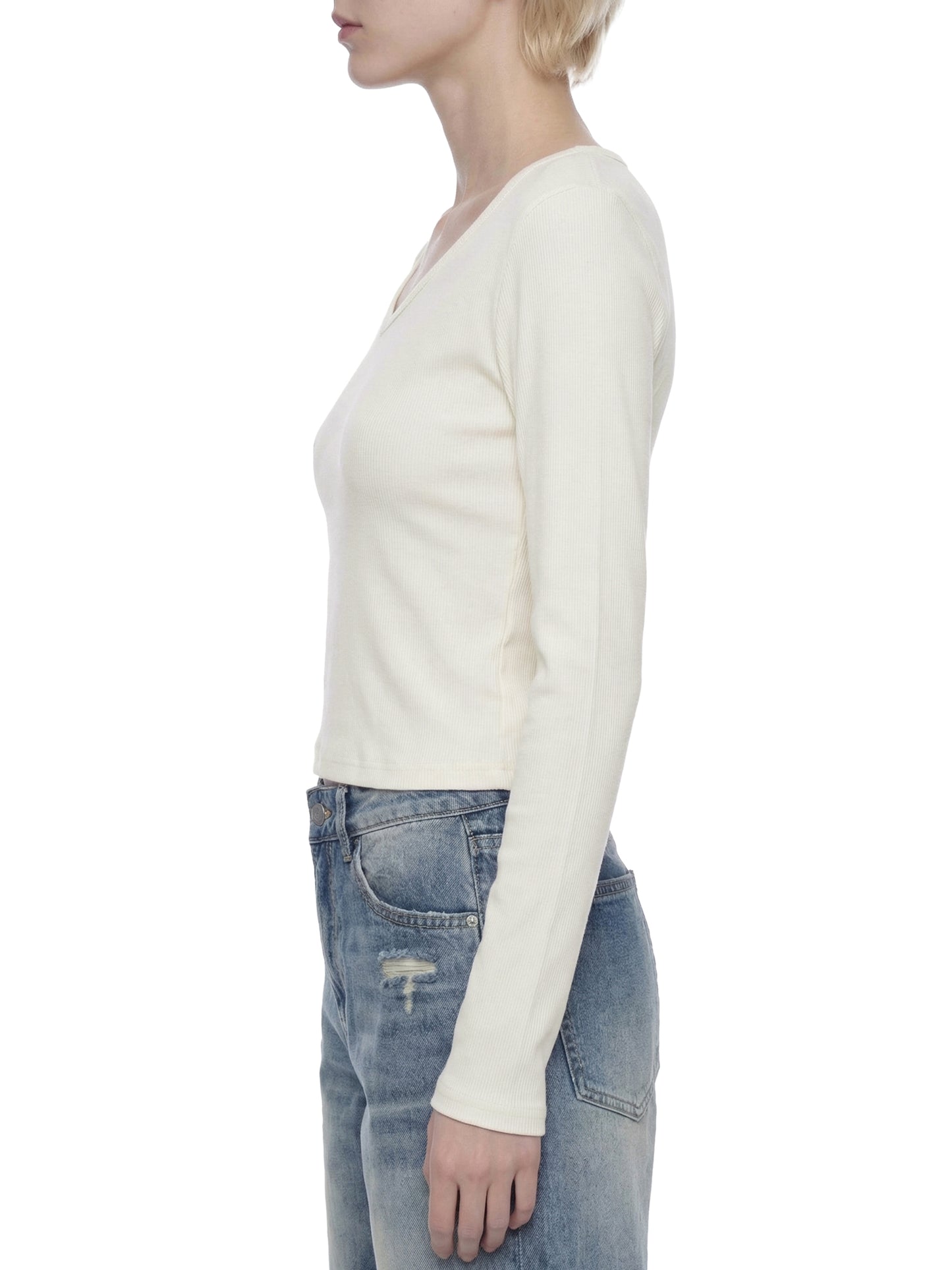 Women's Ruched Long Sleeve Crop T-Shirt