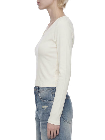 Women's Ruched Long Sleeve Crop T-Shirt