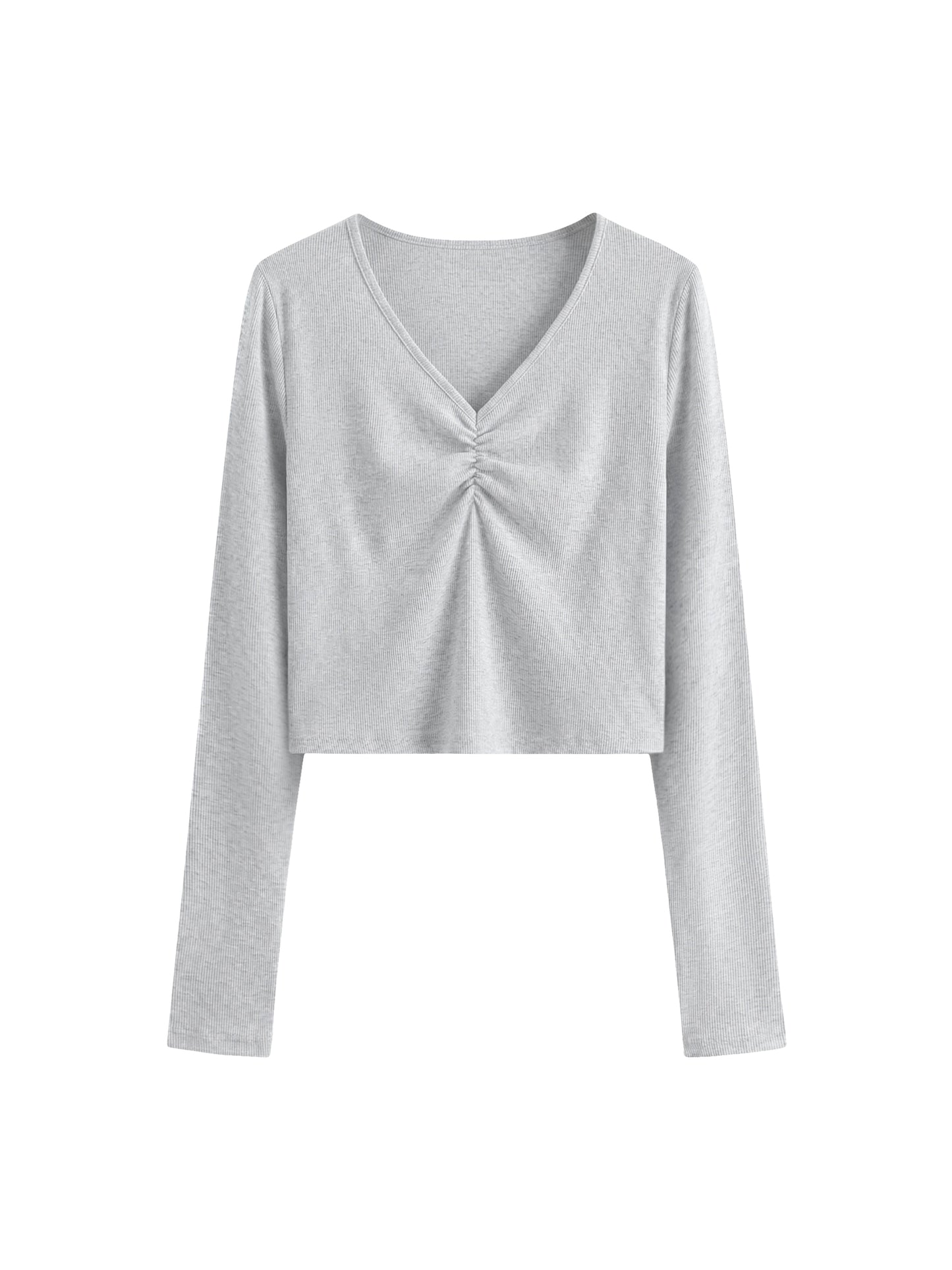 Women's Ruched Long Sleeve Crop T-Shirt