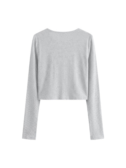 Women's Ruched Long Sleeve Crop T-Shirt