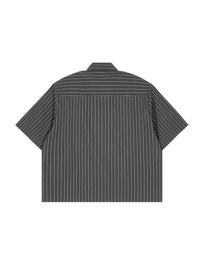 Unisex Striped Boxy Button-Up Shirt
