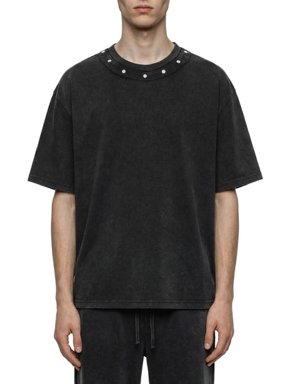 Unisex Washed Boxy Studded T-Shirt