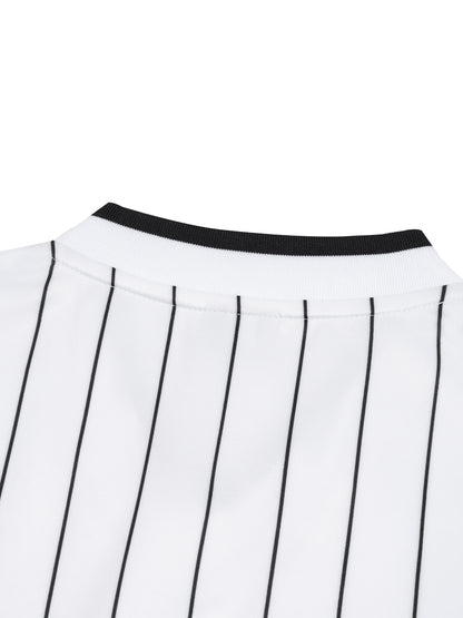 Unisex Striped Loose V-Neck T-Shirt