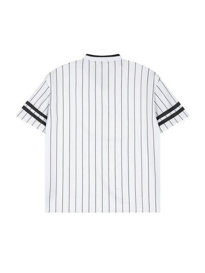 Unisex Striped Loose V-Neck T-Shirt