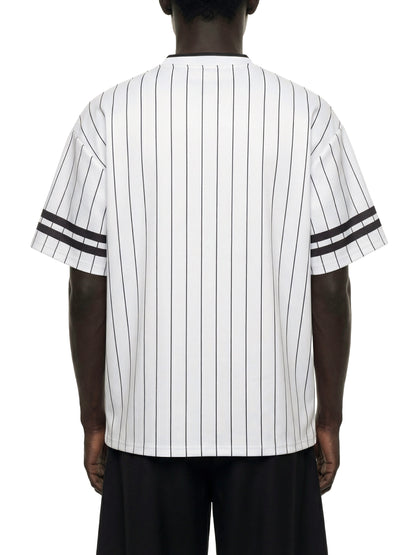 Unisex Striped Loose V-Neck T-Shirt