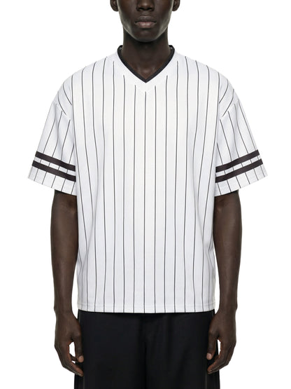 Unisex Striped Loose V-Neck T-Shirt