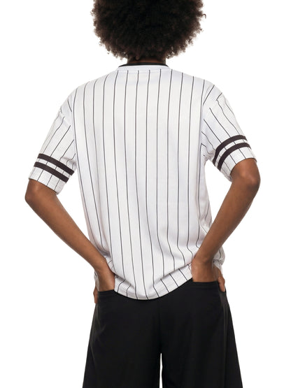 Unisex Striped Loose V-Neck T-Shirt