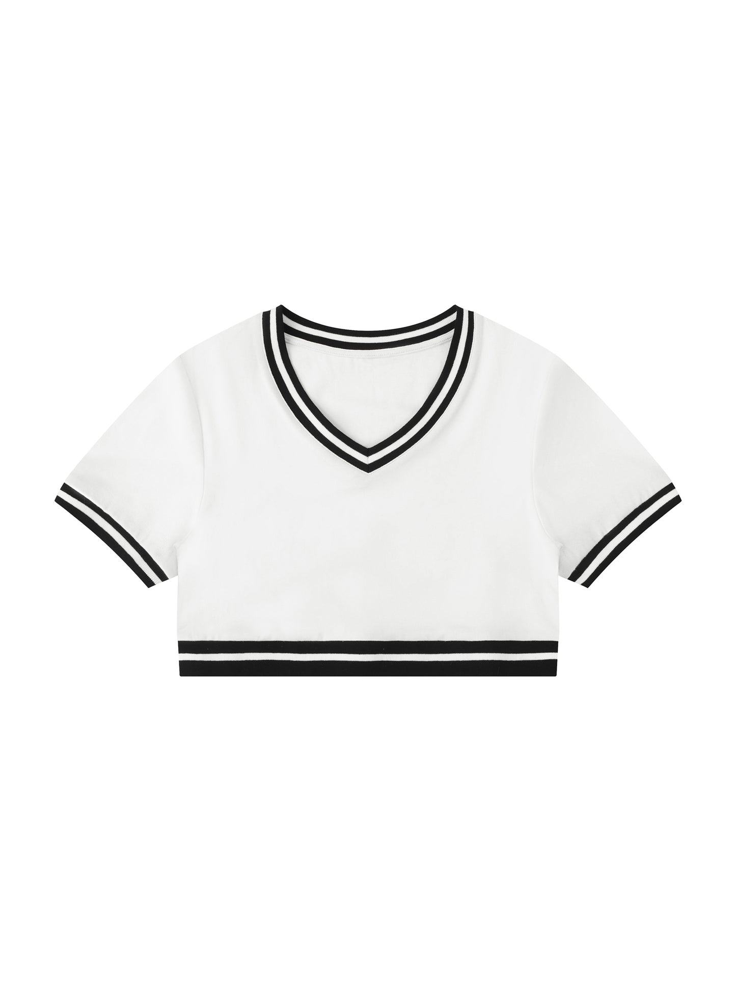 Women's Color Block V-Neck Crop T-Shirt