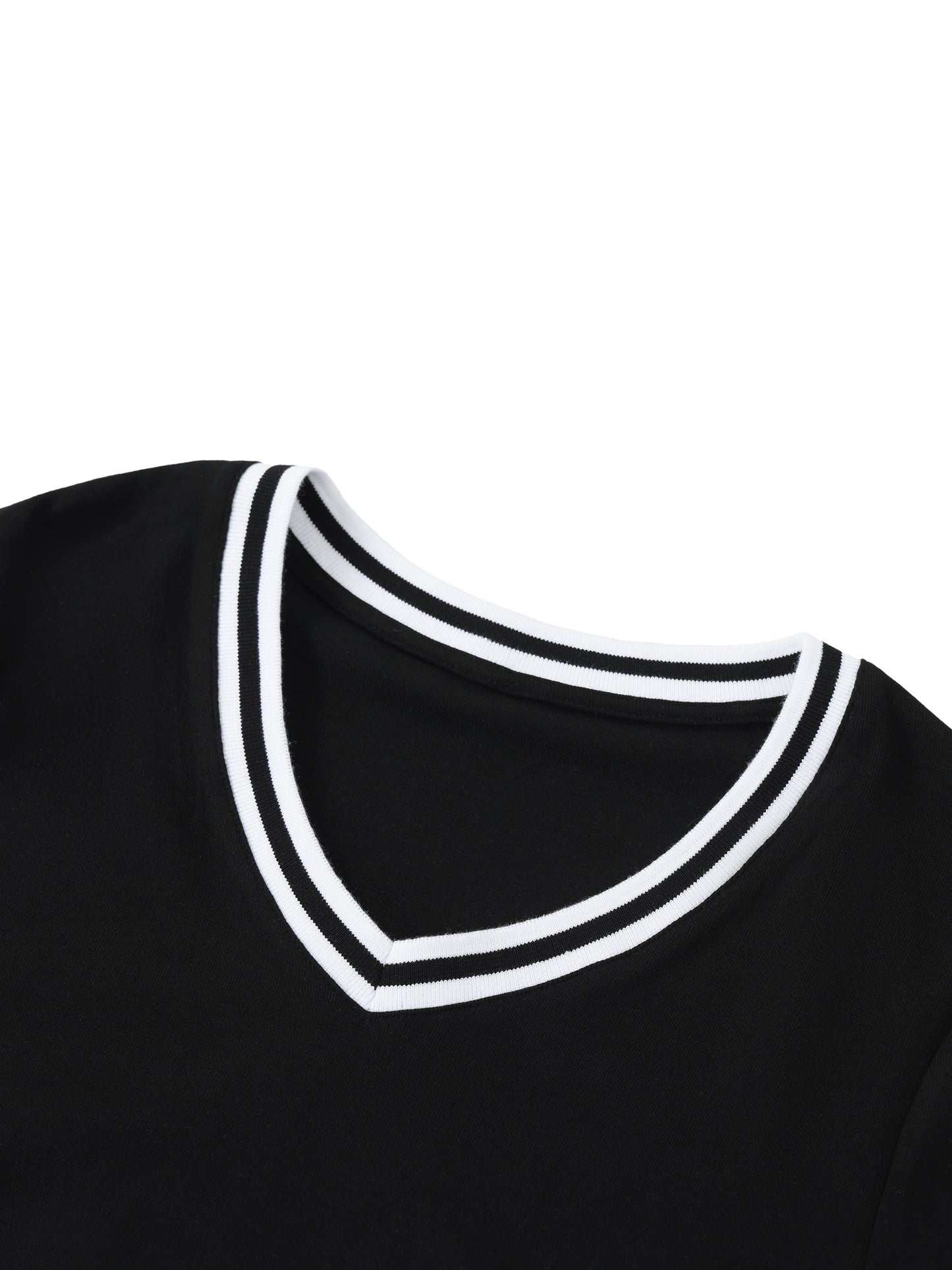 Women's Color Block V-Neck Crop T-Shirt