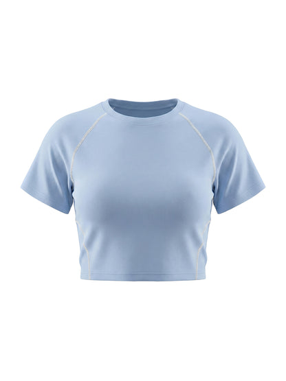 Women's Contrast Stitch Raglan Crop T-Shirt