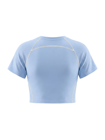Women's Contrast Stitch Raglan Crop T-Shirt