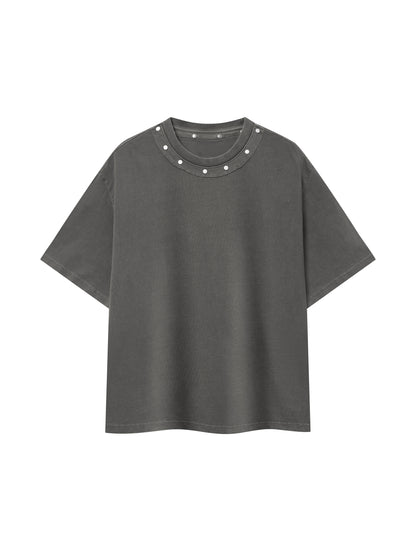Unisex Washed Boxy Studded T-Shirt
