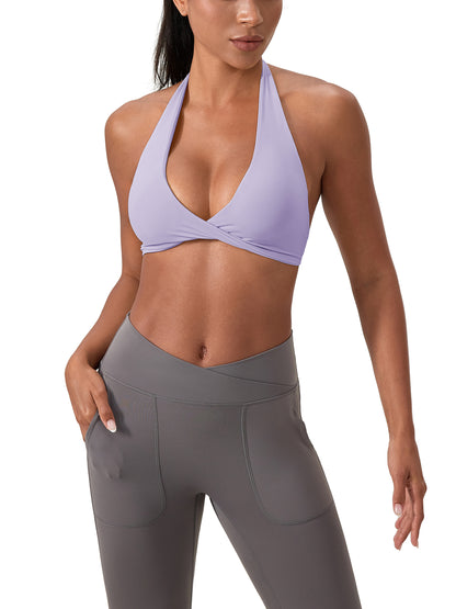 Women's Pleated Halter Sports Bra
